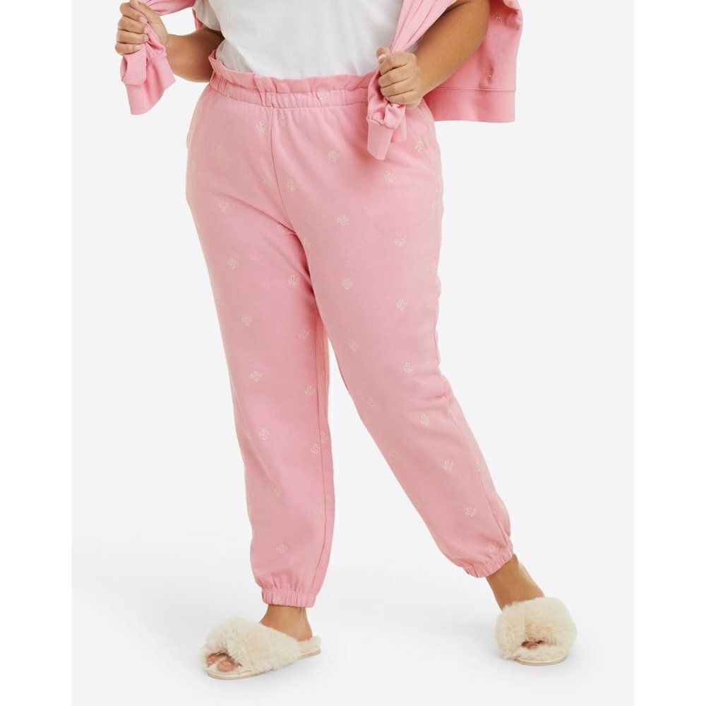 Draper James Bobbie Pull On +Sweatpants Jogger Pants Pink Embroidered Viola XXL